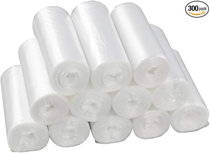 Pekky 5 Gallon Clear Trash Bags Bin Liners 300 Counts