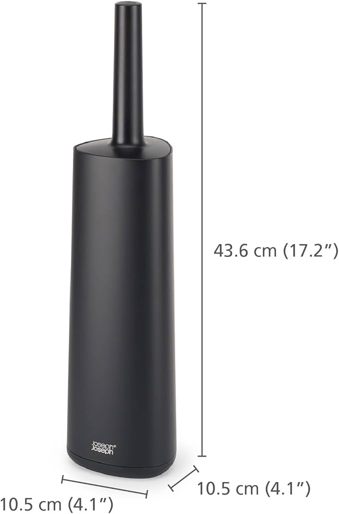 Joseph Joseph Flex 360 Advanced Smart Toilet Brush and Storage Holder Set with Anti-drip Anti-Clog Triple-Action Replaceable Brush Head - Matt Black
