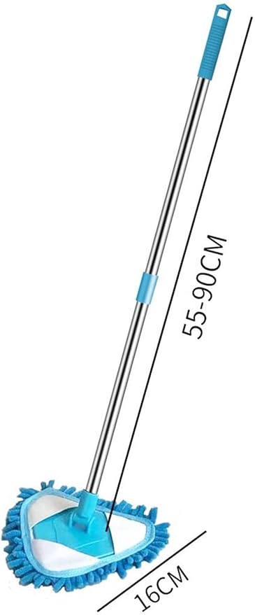 Wet and Dry mop 180 Degree Rotatable Adjustable Triangle Cleaning Blue MopHousehold Bathroom Kitchen Ceiling Tile (A mop Head)