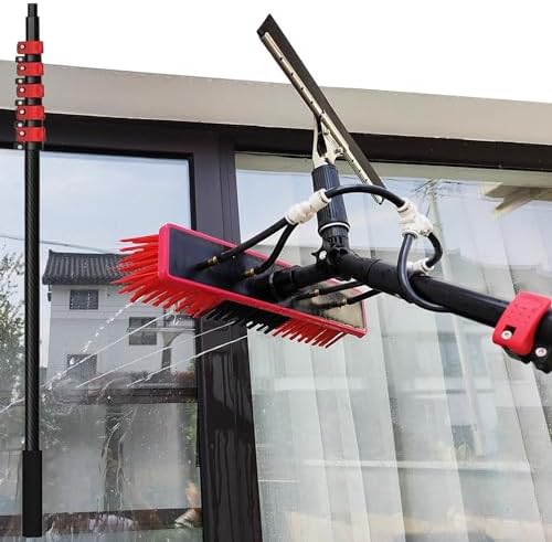 Water Fed Pole KitWindow Cleaning PoleAluminum Outdoor Window CleanerTelescopic Pole Water Fed Brushfor Window Glass/Solar Panel10.8m/35.4ft