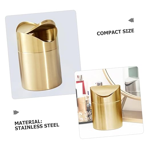 Cabilock Mini Trash Can with Lid Elegant Desktop Wastebasket for Home Office Bathroom Vanity and Car Compact Space Saving Design Versatile Use as Pen Holder