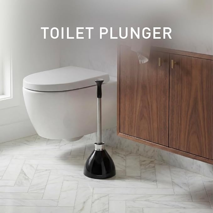 simplehuman Toilet Plunger and Caddy Stainless Steel Black