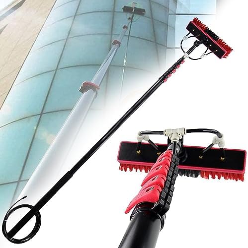 Telescopic Cleaning BrushWater Fed Pole Kit Aluminum Outdoor Window Cleaner HoseSolar Panel Cleaning Equipment Cleaning Tool for Window Glass Extendable Cleaner Conse