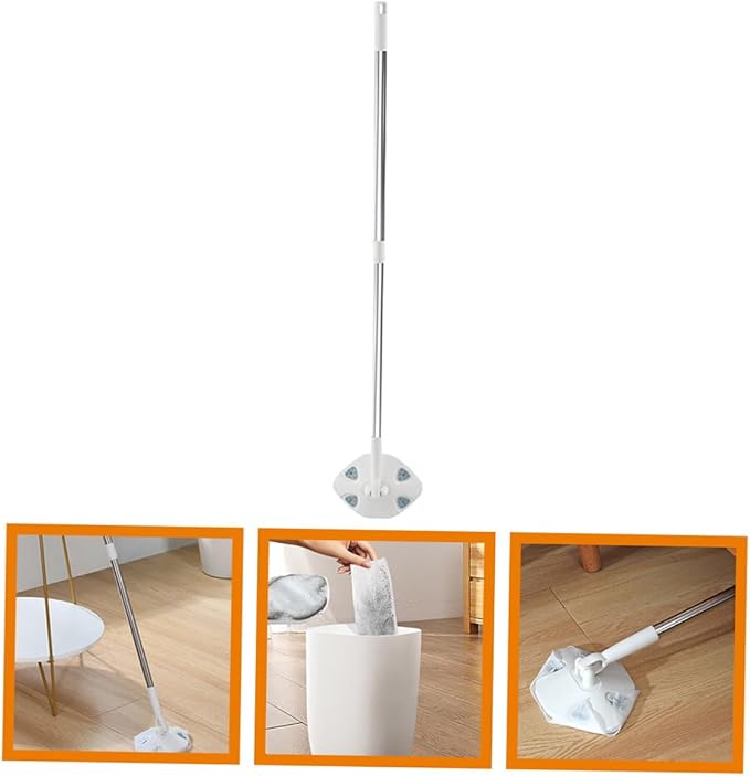 Mikinona Retractable Dust Mop with Rotatable Head for Floor Cleaning Household Electrostatic Dust Removal Compatible with Face Towel Replacement Suitable for Hardwood Tile Laminate Ceramic