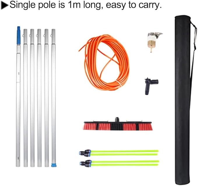 3-12 m Telescopic Brush with Water Connection Window Cleaning Device extendable Cleaner Conservatory roof Cleaning photovoltaic and Solar Panels 6 m Rod 50 cm Brush