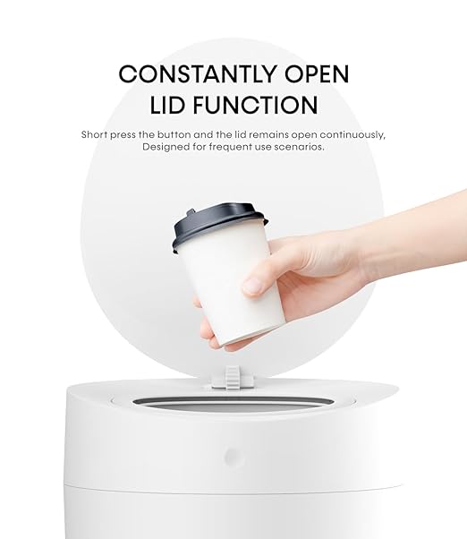TOWNEW T AIR ONE Smart Trash Can 2.6 Gallon Automatic Garbage Can with Self-Sealing and Self-Changing Motion Sense Activated Rechargeable Trashcan for Living Room Bedroom Workshop Kitchen White