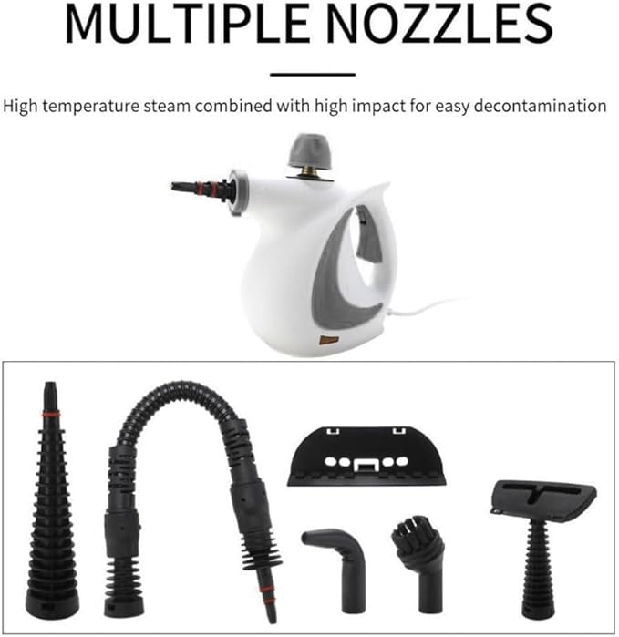 Handheld Steam Cleaner 10 in 1 Portable Pressure Multi Purpose Cleaner with 9pcs Accessories for Upholstery Furniture Sofa Couch Floor Tile Grout Car