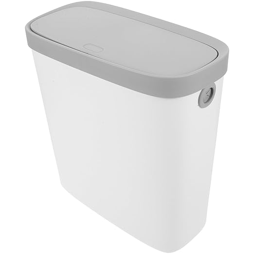 BESPORTBLE Press Type Wastebasket Plastic Garbage Can with Lid for Bathroom and Kitchen Easy Press Lid for Compact Design Fits Under Sink Counter PP Material Trash Bin for Small Spaces