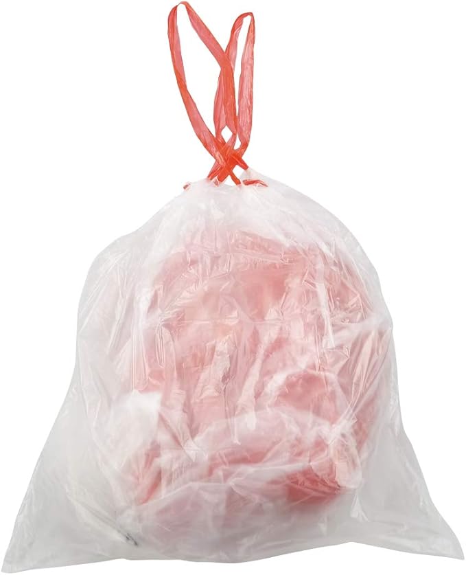 Clear Drawstring Garbage Bags Kitchen Trash Bags 4 Rolls/240 Bags (3 gallon)