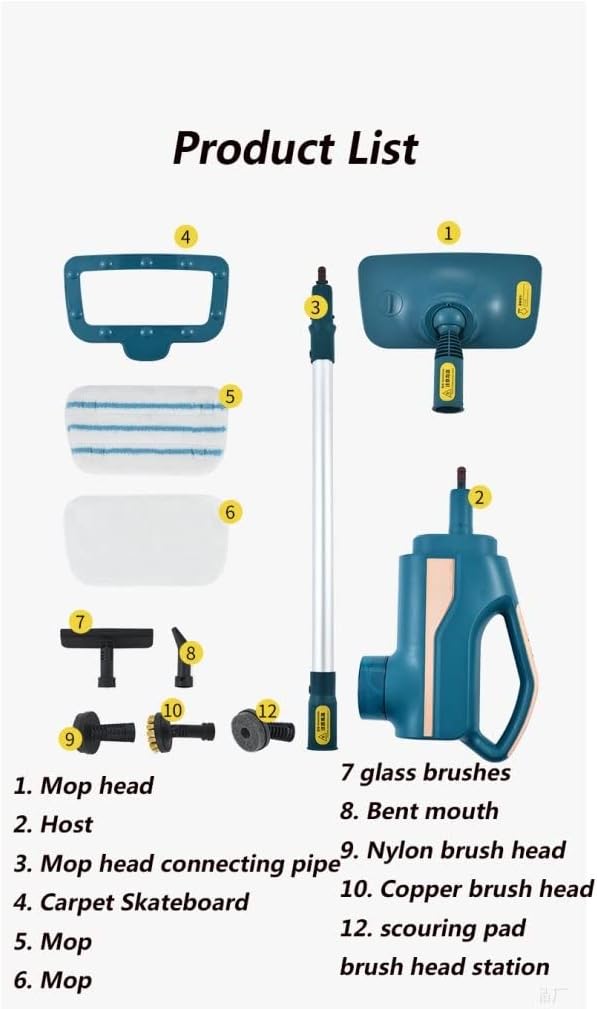 Grafken Steam Mop Handheld Household Electric Mop Water Spray All-in-one Machine Suitable for Kitchen Bathroom Living Room Bedroom (Color : White)