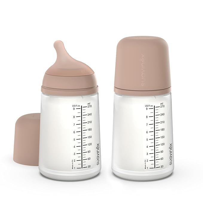 Suavinex Zero Zero Anti Colic Baby Bottle No 1 Spanish Baby Bottle Brand Minimizes Bottle Rejection &amp Nipple Confusion Perfect for Combo Feeding 2pk 9oz/270mL Medium Tone Medium Flow Nipple