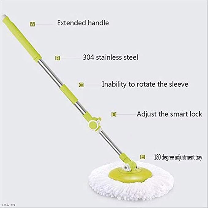 MopSpin Bucket Floor Cleaning System with Extended Adjustable Handle and Microfiber Pads