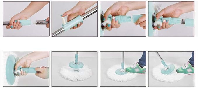 MopSpin Bucket Floor Cleaning System with Extended Adjustable Handle and 2 Microfiber Pads