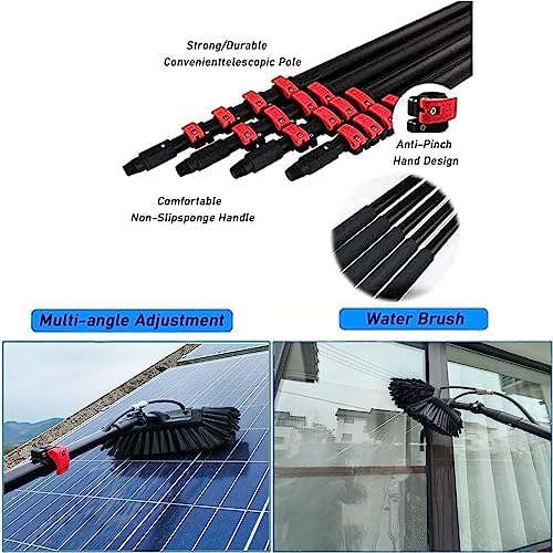 6-12m Solar Panel Cleaning Brush Water Inlet Rod and Backpack/Window Cleaner Telescopic Brush/Expandable Window Cleaner Roof Cleaner Water Inlet Rod Photovoltaic Panel Cleaner9M/30FT