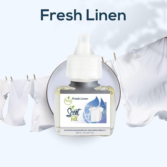 Scent Fill Fresh Linen Plug in Air Freshener 4 Scented Oil Refills