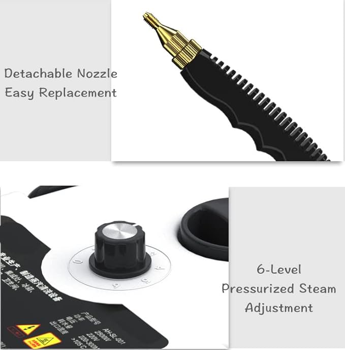 High Pressure Steamer for Cleaning Lumirio 2500W Mini Handheld Steamer for Cleaning with 1000ml Water Tank Extended Nozzle 3 Brush Strong for Kitchen Toilet Car