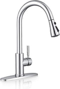 WEWE Sink Faucet Pull Down Kitchen Faucet with Sprayer Low Lead Commercial Modern Stainless Steel rv Farmhouse Kitchen Faucet Single Handle 1 or 3 Hole Kitchen Sink Faucet Polished Chrome