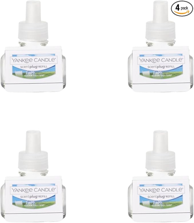 Yankee Candle Clean Cotton Electric Home Fragrance Scent Plug Refill (Pack of 4)