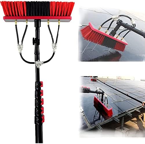 Glass Cleaning Brush Home Water Fed Telescopic Pole Kit Solar Panel Brush Rotating for Photovoltaic Panel18ft Telescopic Window Cleaning Pole with Water Fed Brush Extendable Cleaner for Con