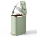 CEROELDA Small Bathroom Trash Can with Lid Soft Close-5L/1.3 Gal Slim Garbage Can-Metal Step Wastebasket-Rectangle Narrow Waste Bin for Office Bedroom Toilet Live Room-Green