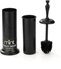 J&ampV TEXTILES Toilet Brush Toilet Bowl Brush with Extra Long Handle Durable Bristles Toilet Scrubber and Covered Holder for Toilet Brush Set for Bathroom Cleaning (Matte Black)