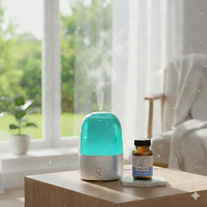 G's Breeze Smart Aroma Diffuser with Refill – Bluetooth &amp Wi-Fi App Control - LED Lighting Adjustable Intensity - Long-Lasting Fresh Aquatic Fragrance for Home or Office - Breeze Blue