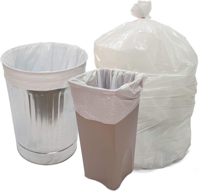 Ox Plastics Can Liners Trash Bags - Heavy-Duty Recycling Kitchen Bags - Perfect for Commercial Use for Anywhere - 13 Gallon Capacity &amp 1.5M Thick 24x30 White (200 Count)