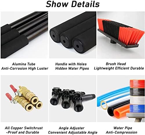 Water Powered Pole Outdoor Window Cleaner Water Powered Brush with Squeegee Window Cleaning Solution with Extension Pole for INT Glass