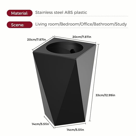 10L/2.6GAL Modern Open top Garbage canBlack Bathroom tarsh canSmall Wastebasket for BathroomBedroomOfficeLiving RoomHotel (Black)