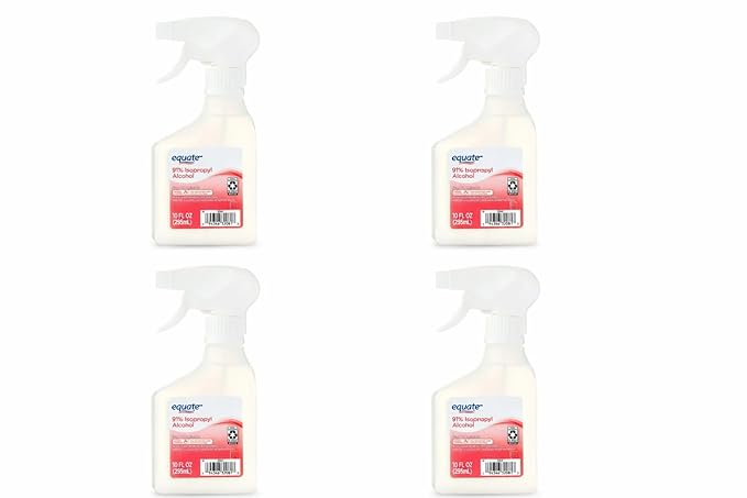 Equate 91% Isopropyl Alcohol Antiseptic &amp Cleaning Solution Spray 10 Fl Oz Liquid 4 Bottles