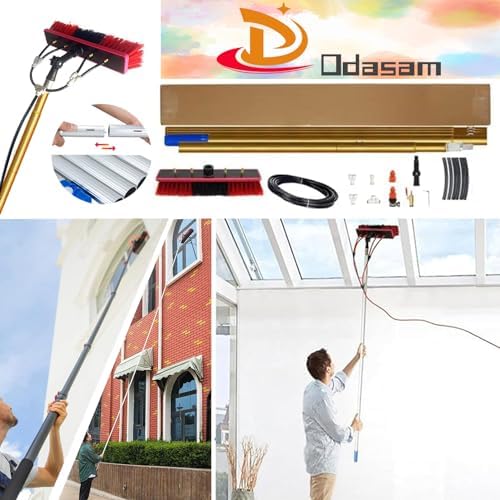 Glass Cleaning Brush Home Water Fed Telescopic Pole Kit Solar Panel Brush Rotating for Photovoltaic PanelWater Fed Pole Kit 30FT Telescopic Brush for Window Cleaning Car Wash Brush Commerci