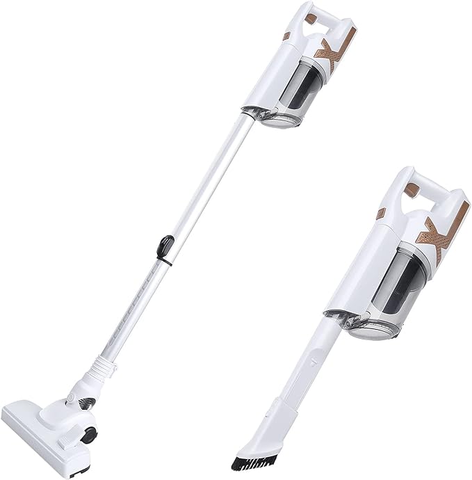 Corded Stick Vacuum Cleaner 14000 pa Powerful Suction Handheld Corded Upright Vacuum Cleaner with HEPA Filter Quiet Stick Vacuum Light Weight for Pet Hair Hardwood Floors Carpet White