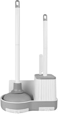 3 in 1 Toilet Plunger Bowl Brush and Holder with Crevice Cleaning Brush Wall Mounted Household Bathroom Cleaning Tools Combo Set