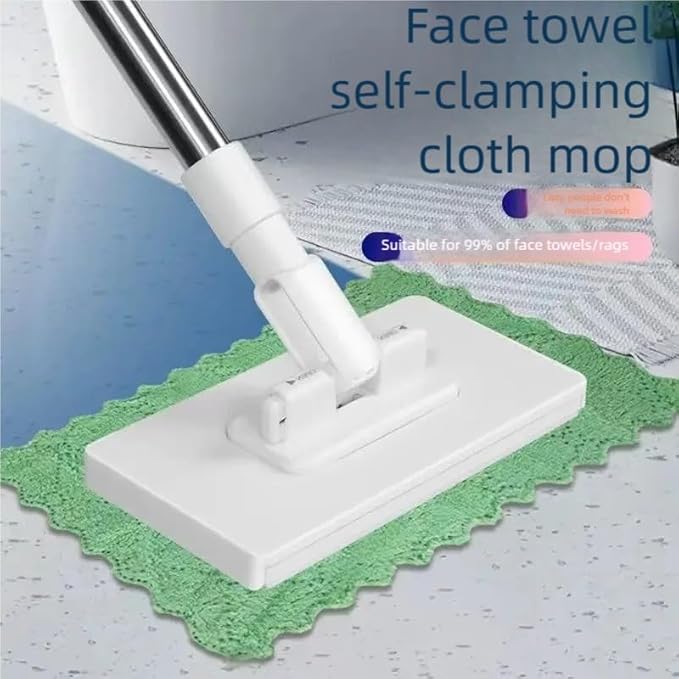 Quick-Change Microfiber Mop Stick with 10 Reusable Pads - 40 Lightweight Telescopic Handle Easy One-Touch Clip Washable Pads for Floor &amp Household Surface Cleaning