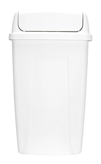 13 Gallon Trash Can Plastic Swing Top Kitchen Garbage Trash Can (White)