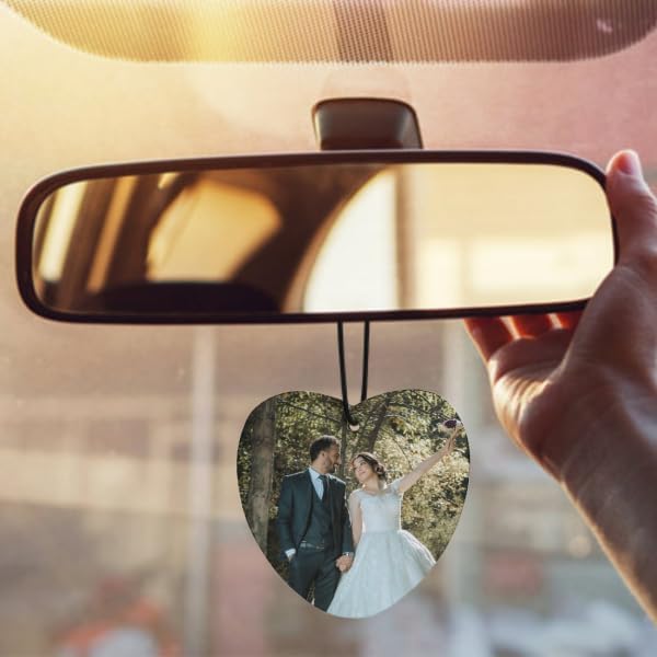 Personalized Air Freshener for Car - Double Sided Photo Custom Car Scents Air Freshener Gift for Valentine’s Day Birthday Ideal for Car Wardrobe Bathroom Hanging Ornaments (Heart 5pcs)