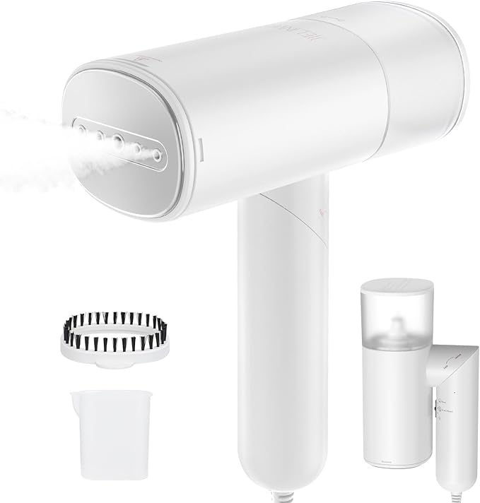 Handheld Steamer for Clothes 1200W Foldable Travel Steamer 20 Sec Preheat Garments Wrinkle Remover 120V Portable Hand Iron with 150ml Water Tank Clothes Steamer for Home Travel-White