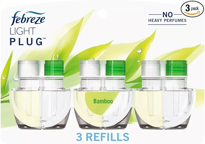 Feb-reze Plug In Air Freshener Odor-Fighting Scented Oil Refill Light Bamboo - 3 Refills