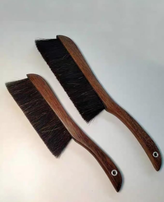 Horse Hair BrushWood Handle Soft Brush DusterHand Broom Dusting BrushBrush for Counter Bed Bench FireplaceFurniture Drafting Patio Fireplace ﻿ ﻿(Small)