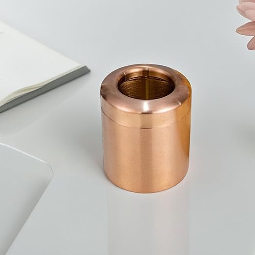 Veemoon Mini Stainless Steel Desktop Trash Can Bronze Countertop Wastebasket for Office Desk and Coffee Table Indoor Rubbish Bin Uncovered Compact Design