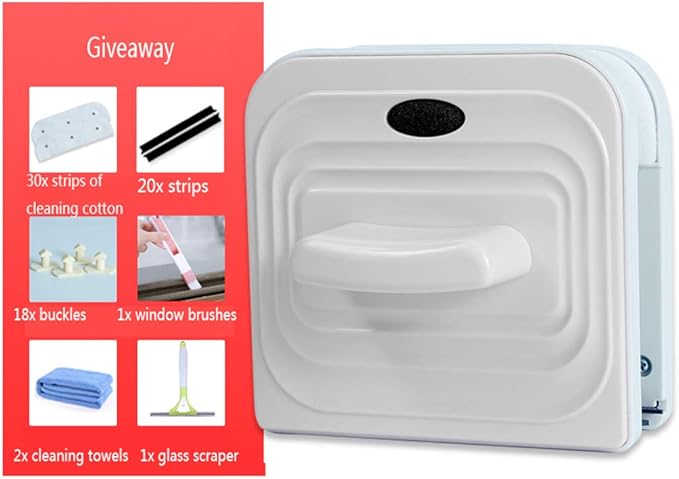 Magnetic Window Cleaner Glider Washing Brush Equipment Glass Wiper Cleaning Tool for High-Rise and Car Glazed Windows Thickness (White)