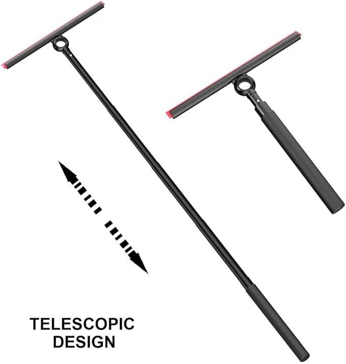 Shower Squeegee for Glass Doors Window Squeegee for HomeSqueegee with Telescopic Extension PoleProfessional Window Cleaning Tool Black for Mirror Glass Ceramic Tile