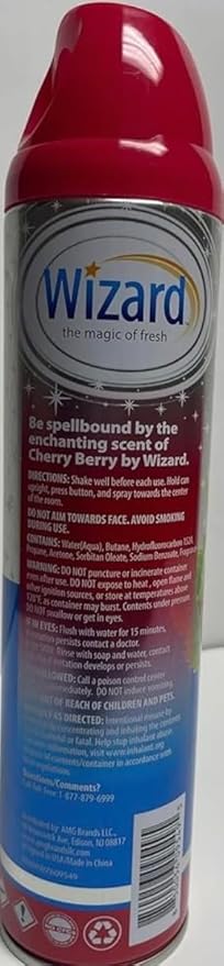 Wizard The Magic of Fresh | Odor Neutralizer &amp Air Freshener - 10 Oz. Cherry berry (Pack of 6) (Packaging May Vary)