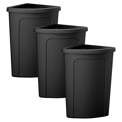 3 pcs 21 Gallon Corner Kitchen Waste Bin Commercial Heavy-Duty Trash Can Garbage Bin Durable Waste Container Recycling Bin Plastic Wastebasket for Garage Hotels Office Restaurants