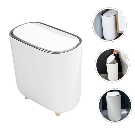 Cabilock Bathroom Trash Can Press Lid Slim Garbage Bin for Kitchen Office and Bathroom Compact Design for Spaces Versatile Wastebasket for Use