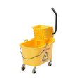 Amazon Basics Commercial Side Press Wringer Floor Cleaning Mop Bucket on Wheels 35-Quart Yellow
