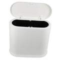 Compact Trash Can with Lid Small Space Saving Garbage Bin for Bathroom Bedroom Office White PP Wastebasket for Household Use