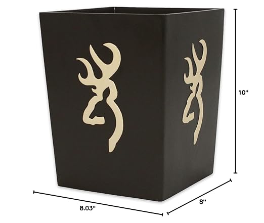 Browning Buckmark 2.5 Gallon Waste Basket Brown Hand-Painted Resin