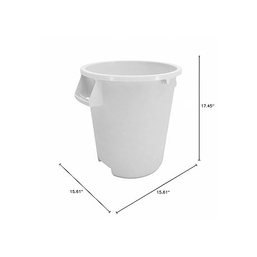 SPARTA Bronco Waste Container Trash Container Round Trash Bin for Disposal 10 Gallons White (Pack of 6)