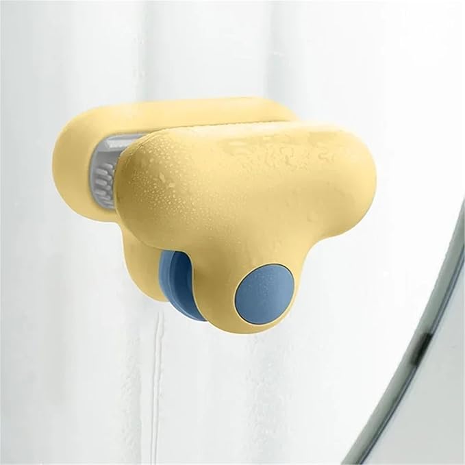 Shaped Bathroom Mirror Cleaner with Silicone Shower Glass Wiper Descaling Remover Handle Cleaning Tool ﻿(Yellow)